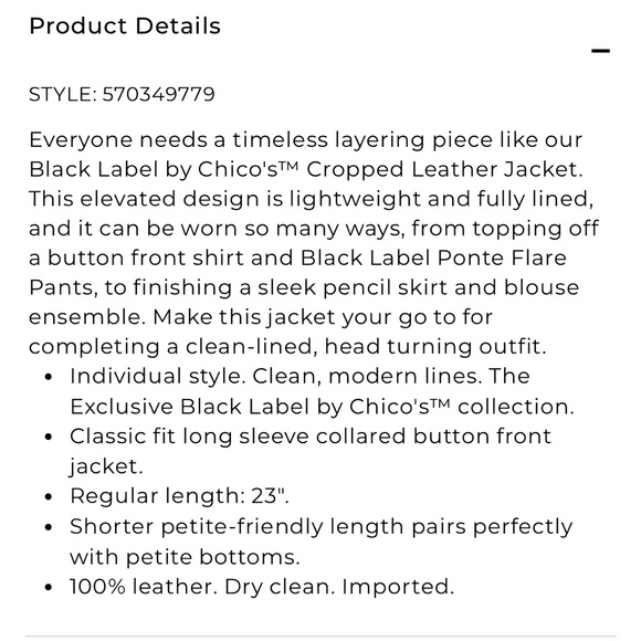 Chico's Black Leather Jacket size 12 - Picture 5 of 16